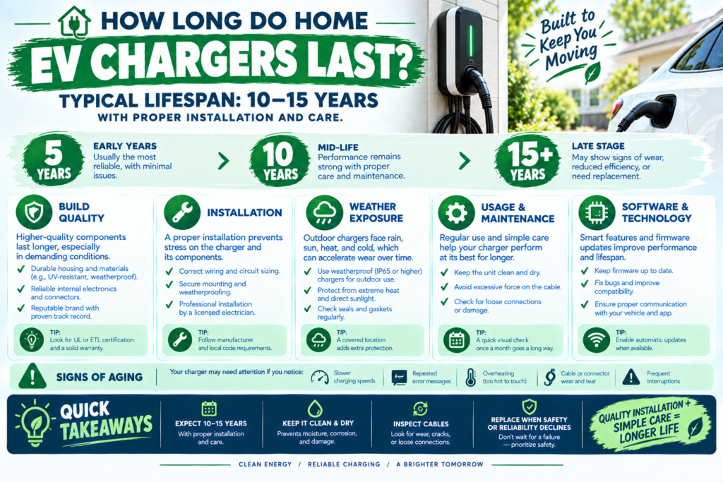 how long do home EV chargers last