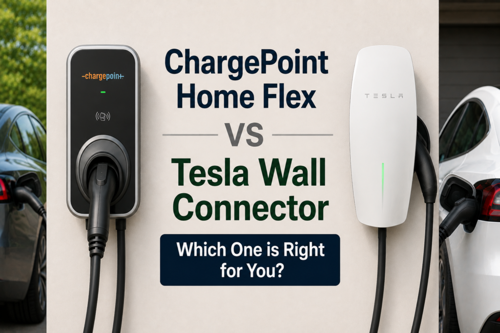 ChargePoint Home Flex vs Tesla Wall Connector comparison for home EV charging