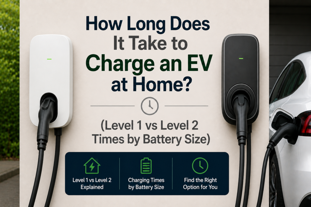How long does it take to charge an EV at home? Level 1 vs Level 2 charging times by battery size
