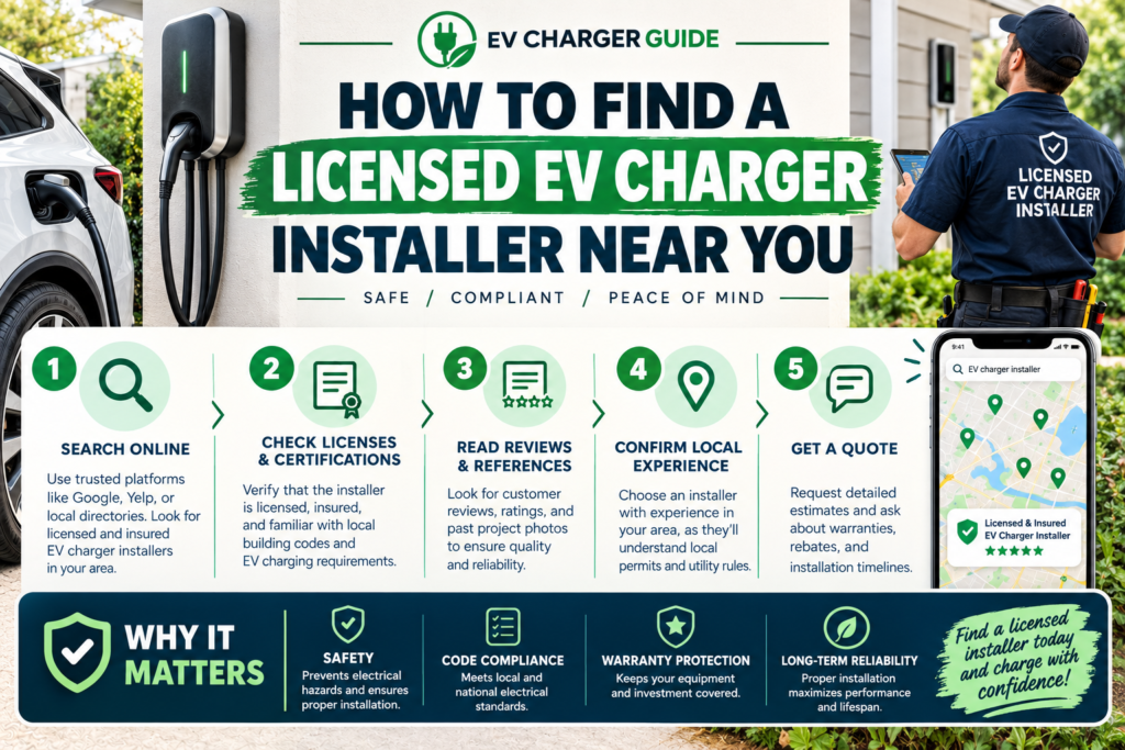 How to find a licensed EV charger installer near you for home EV charger installation